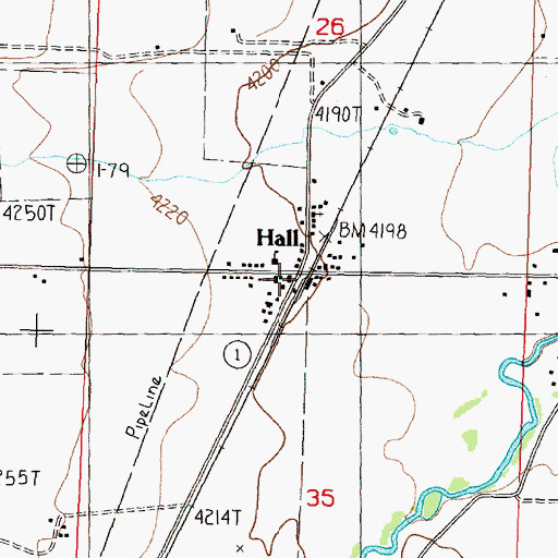 Topographic Map of Hall, MT