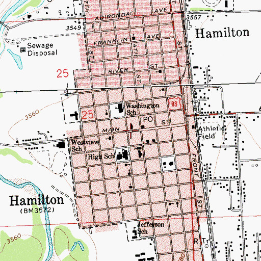 Topographic Map of Hamilton, MT