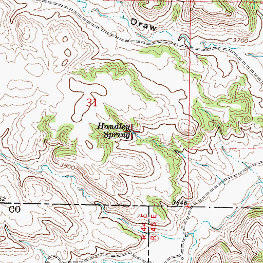 Topographic Map of Handley Spring, MT
