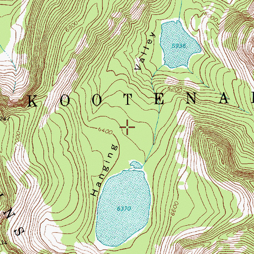 Topographic Map of Hanging Valley, MT