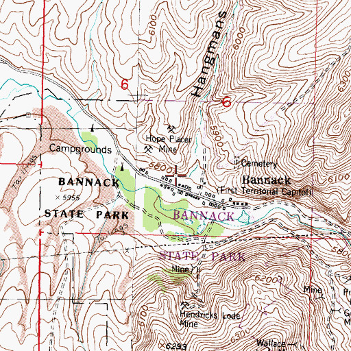 Topographic Map of Hangmans Gulch, MT