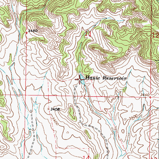 Topographic Map of Hanic Reservoir, MT