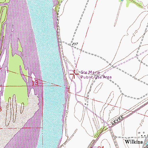 Topographic Map of Sainte Marie Public Use Area, AR