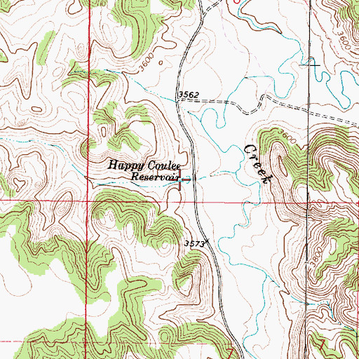 Topographic Map of Happy Coulee Reservoir, MT
