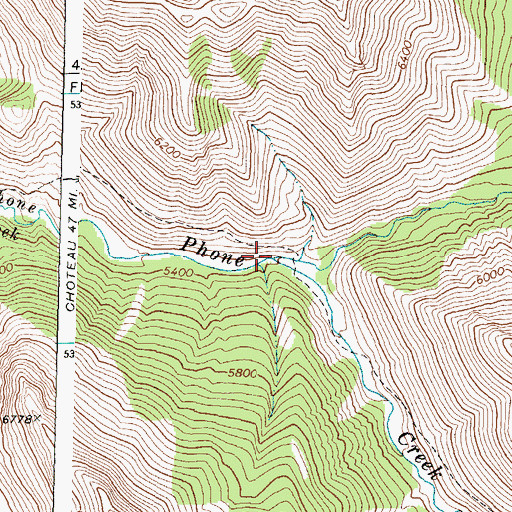 Topographic Map of Happy Creek, MT