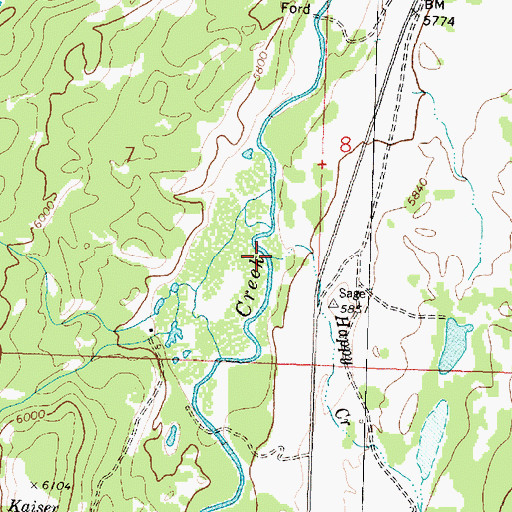 Topographic Map of Happy Creek, MT
