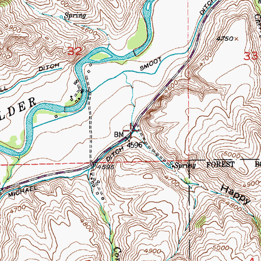 Topographic Map of Happy Jack Gulch, MT