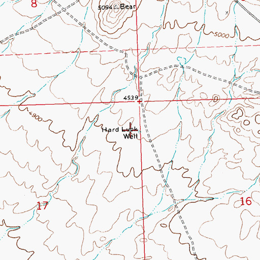 Topographic Map of Hard Luck Well, MT