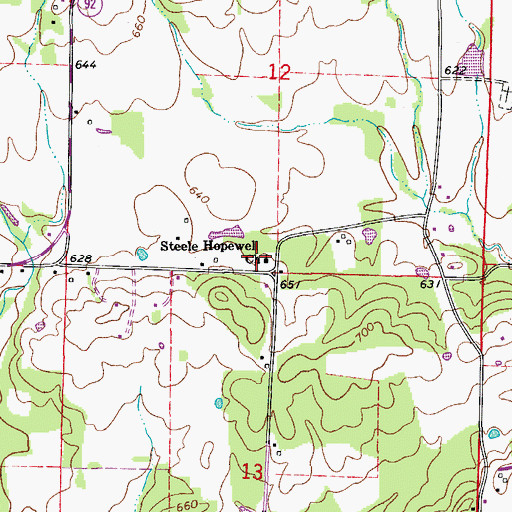 Topographic Map of Steele Hopewell United Methodist Church, AR