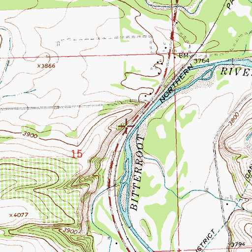 Topographic Map of Harlan Creek, MT
