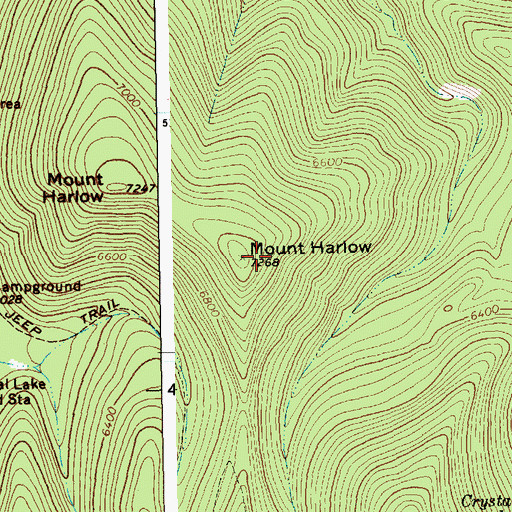 Topographic Map of Mount Harlow, MT