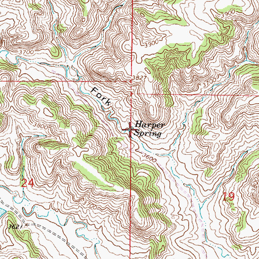 Topographic Map of Harper Spring, MT