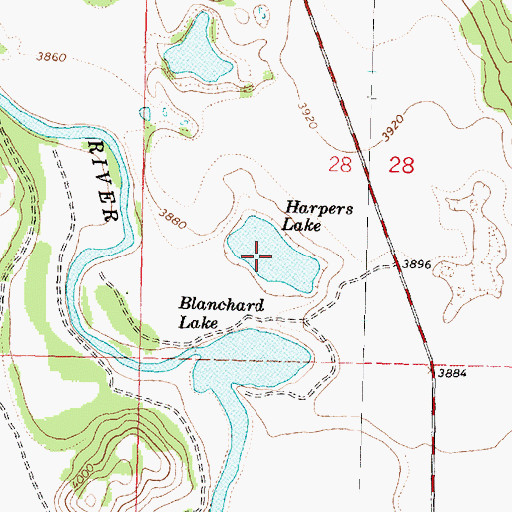 Topographic Map of Harpers Lake, MT