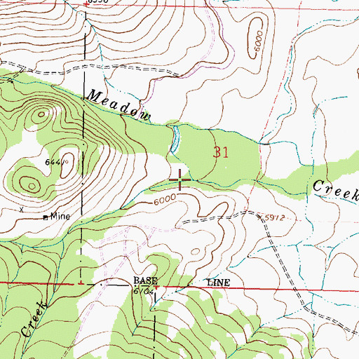 Topographic Map of Harriet Lou Creek, MT