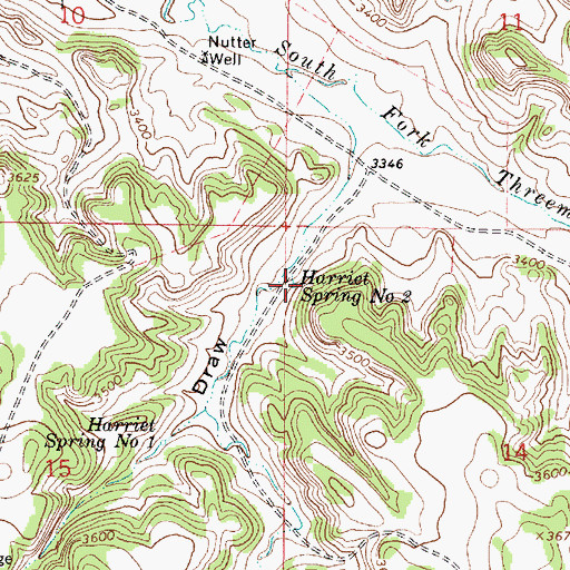 Topographic Map of Harriet Spring Number Two, MT