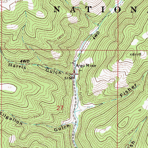 Topographic Map of Harris Gulch, MT
