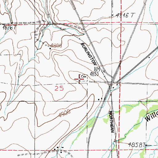 Topographic Map of Harrison Cemetery, MT