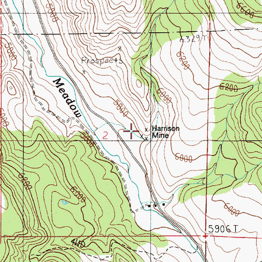 Topographic Map of Harrison Mine, MT