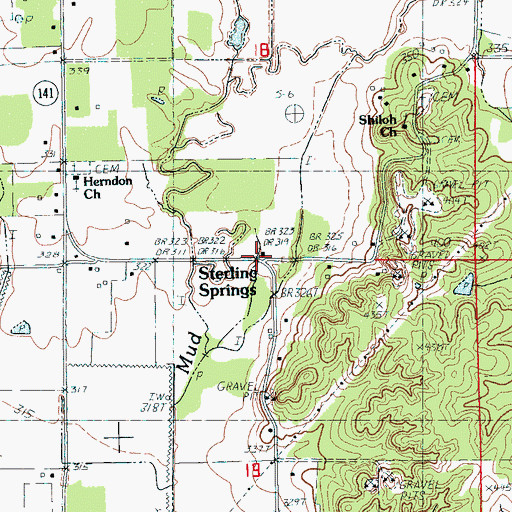 Topographic Map of Sterling Springs, AR