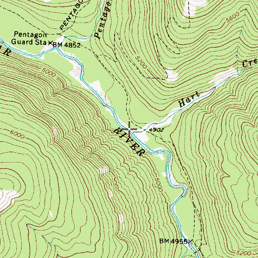 Topographic Map of Hart Creek, MT