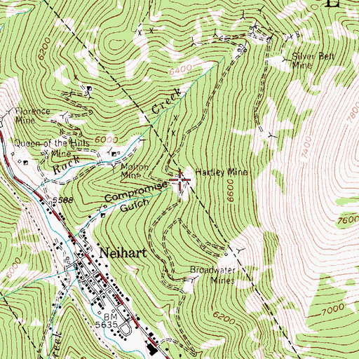 Topographic Map of Hartley Mine, MT