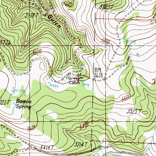 Topographic Map of Harvey Cabin, MT