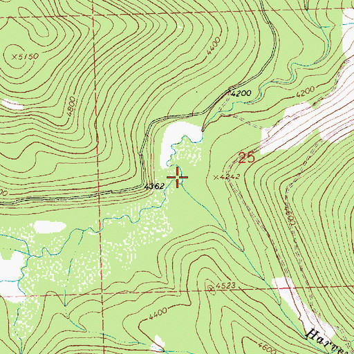 Topographic Map of Harvey Creek, MT