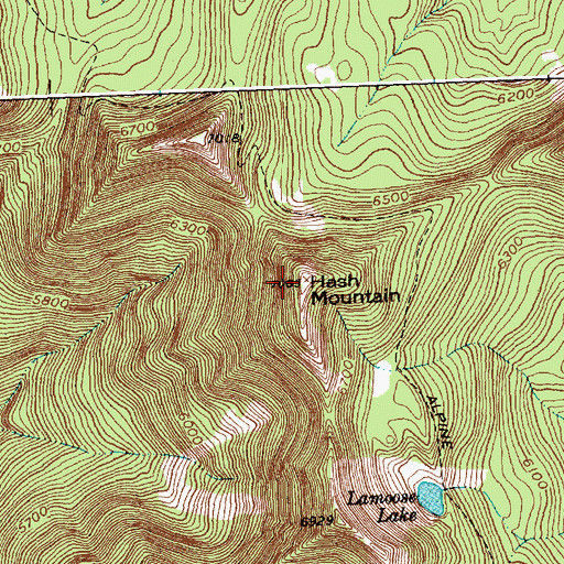 Topographic Map of Hash Mountain, MT