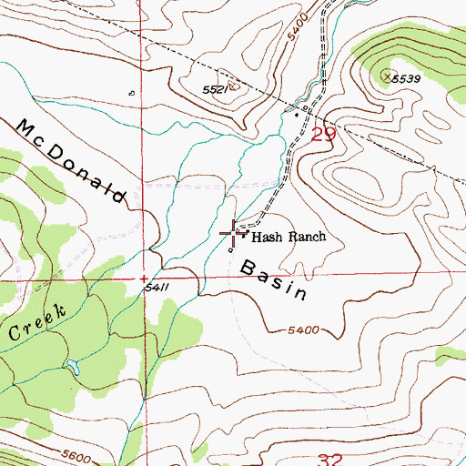 Topographic Map of Hash Ranch, MT