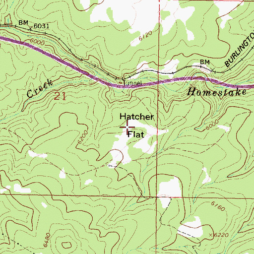 Topographic Map of Hatcher Flat, MT
