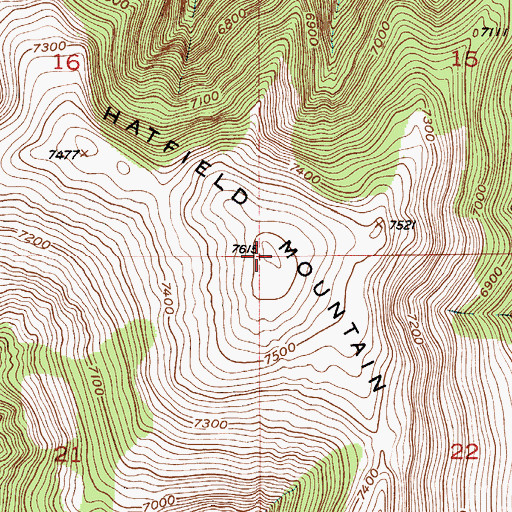 Topographic Map of Hatfield Mountain, MT