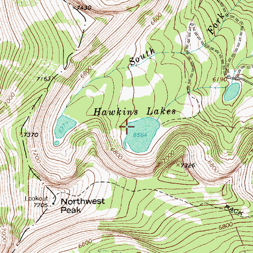 Topographic Map of Hawkins Lakes, MT