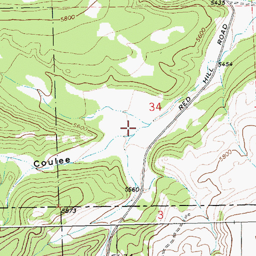 Topographic Map of Hay Coulee, MT
