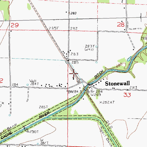 Topographic Map of Stonewall, AR