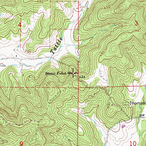 Topographic Map of Stoney Point Freewill Baptist Church, AR