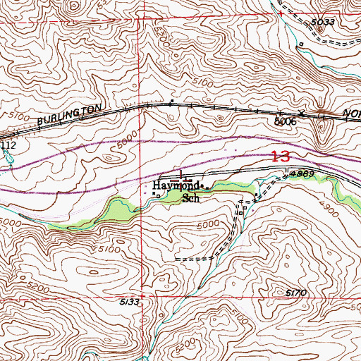 Topographic Map of Haymond School (historical), MT