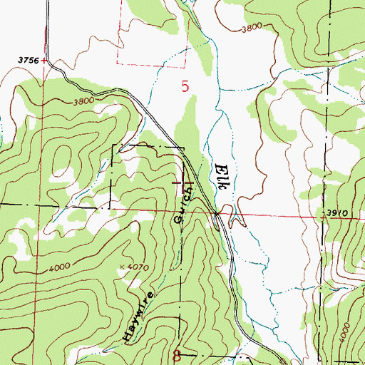 Topographic Map of Haywire Gulch, MT