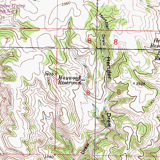 Topographic Map of Haywood Reservoir, MT
