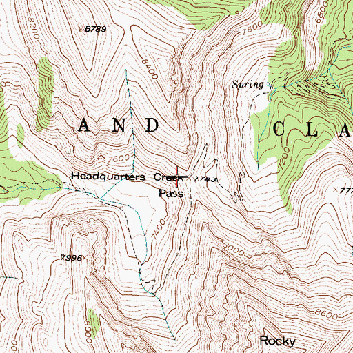 Topographic Map of Headquarters Creek Pass, MT