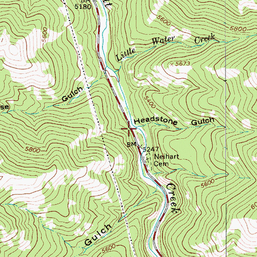 Topographic Map of Headstone Gulch, MT