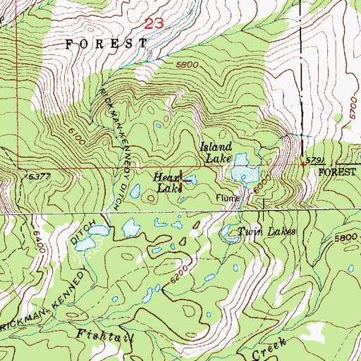Topographic Map of Heart Lake, MT