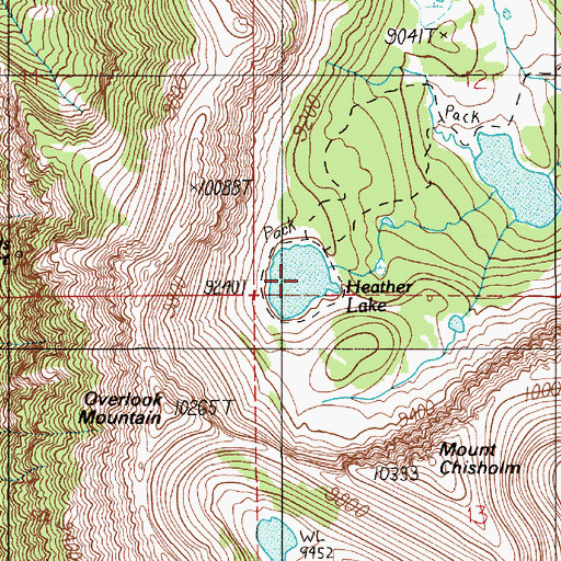 Topographic Map of Heather Lake, MT