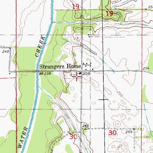 Topographic Map of Strangers Home United Methodist Church, AR