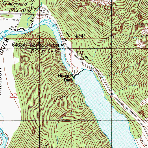 Topographic Map of Hebgen Dam, MT