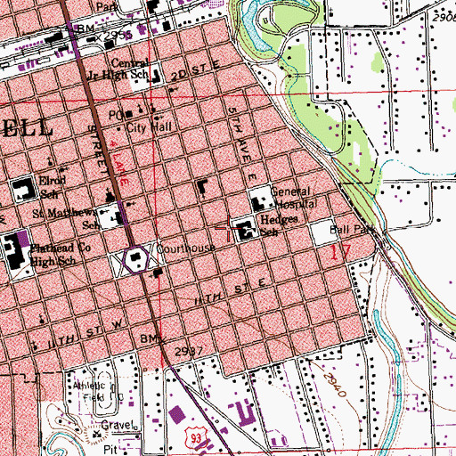 Topographic Map of Cornelius Hedges School, MT
