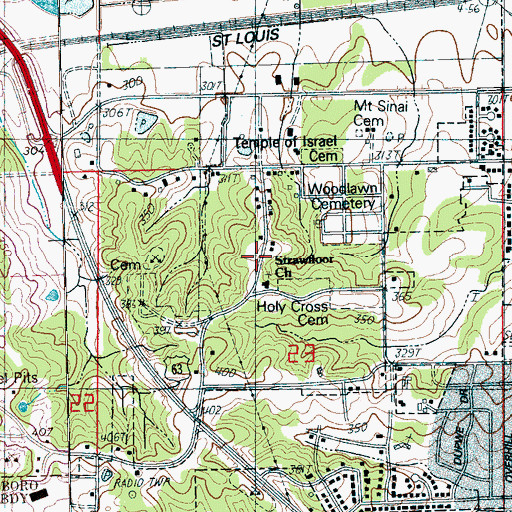 Topographic Map of Strawfloor Church, AR