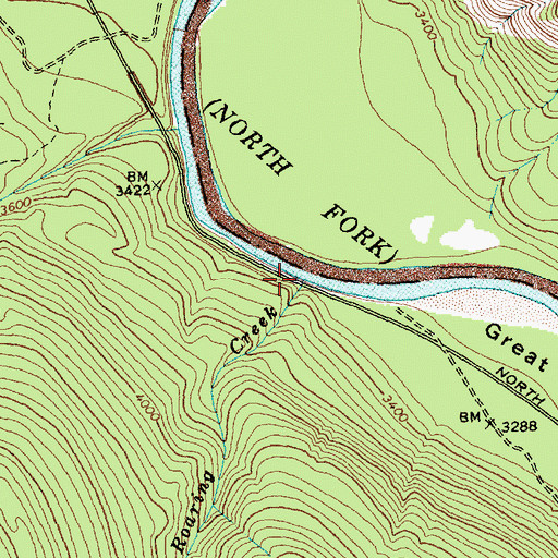 Topographic Map of Hell Roaring Creek, MT