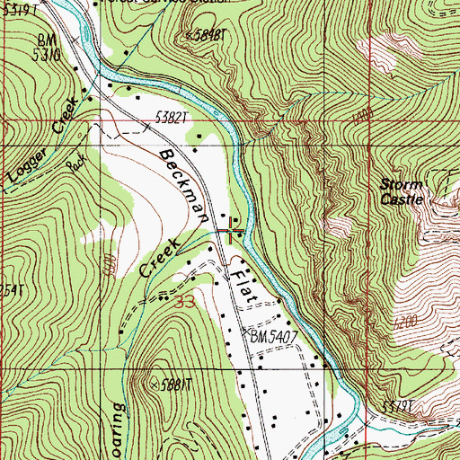 Topographic Map of Hell Roaring Creek, MT