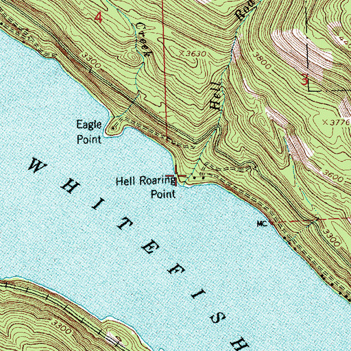 Topographic Map of Hell Roaring Creek, MT