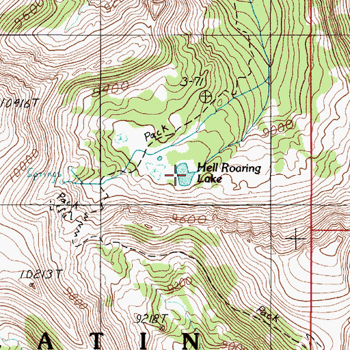 Topographic Map of Hell Roaring Lake, MT